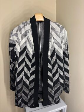 belk Black and White Chevron Open-Front Cardigan Sweater
